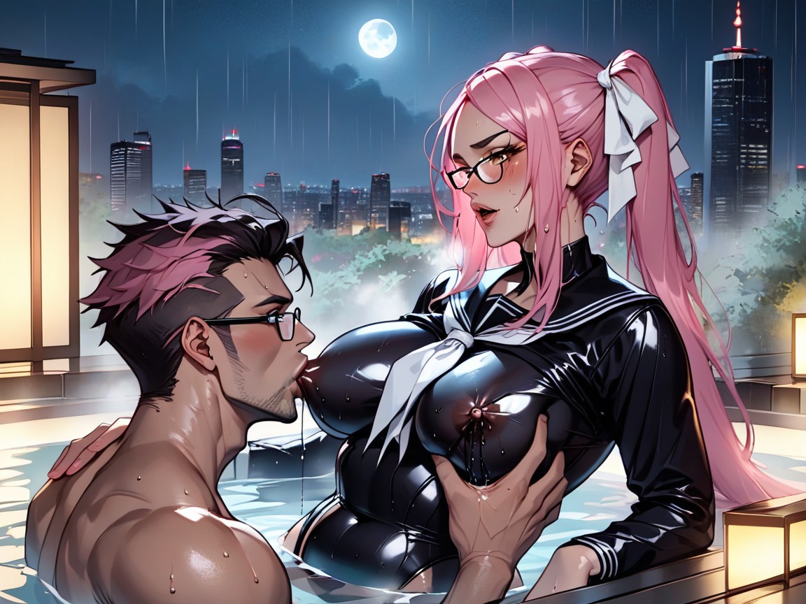 Erect Nipples, Oiled Skin, Full Latex Sailor Uniform Hentai AI Porn