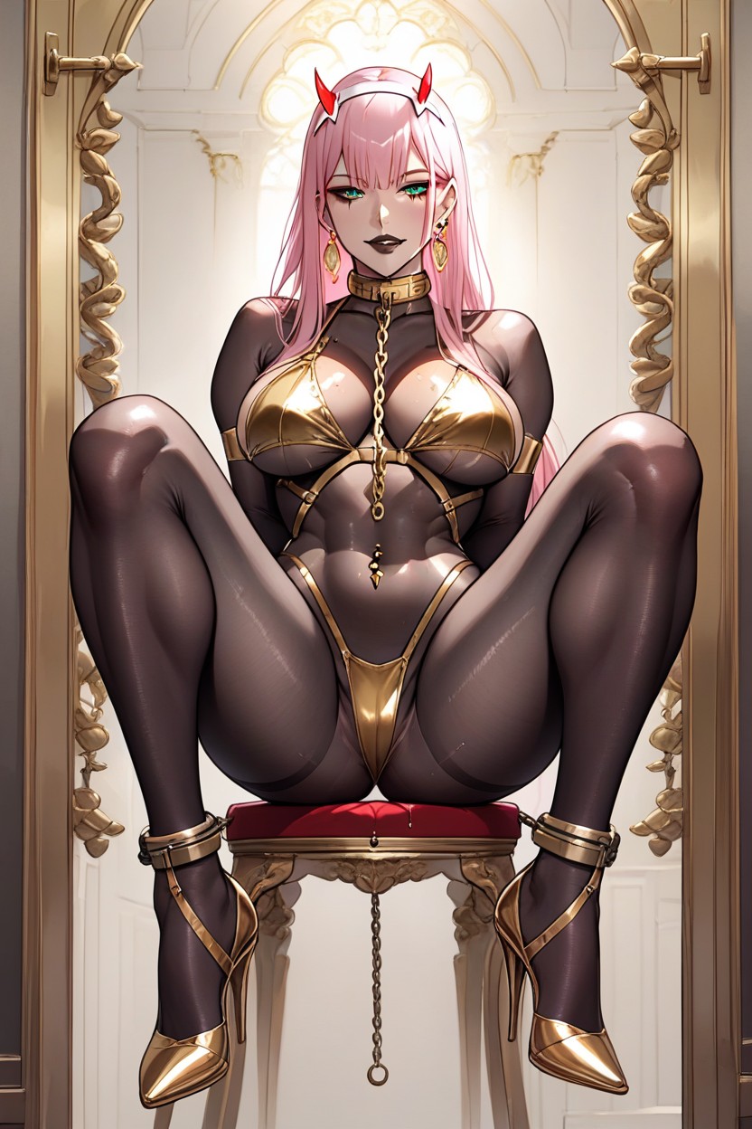 Legs Are Chained Together, Navel Piercing, Legs Are Connected By Chains Hentai AI Porn