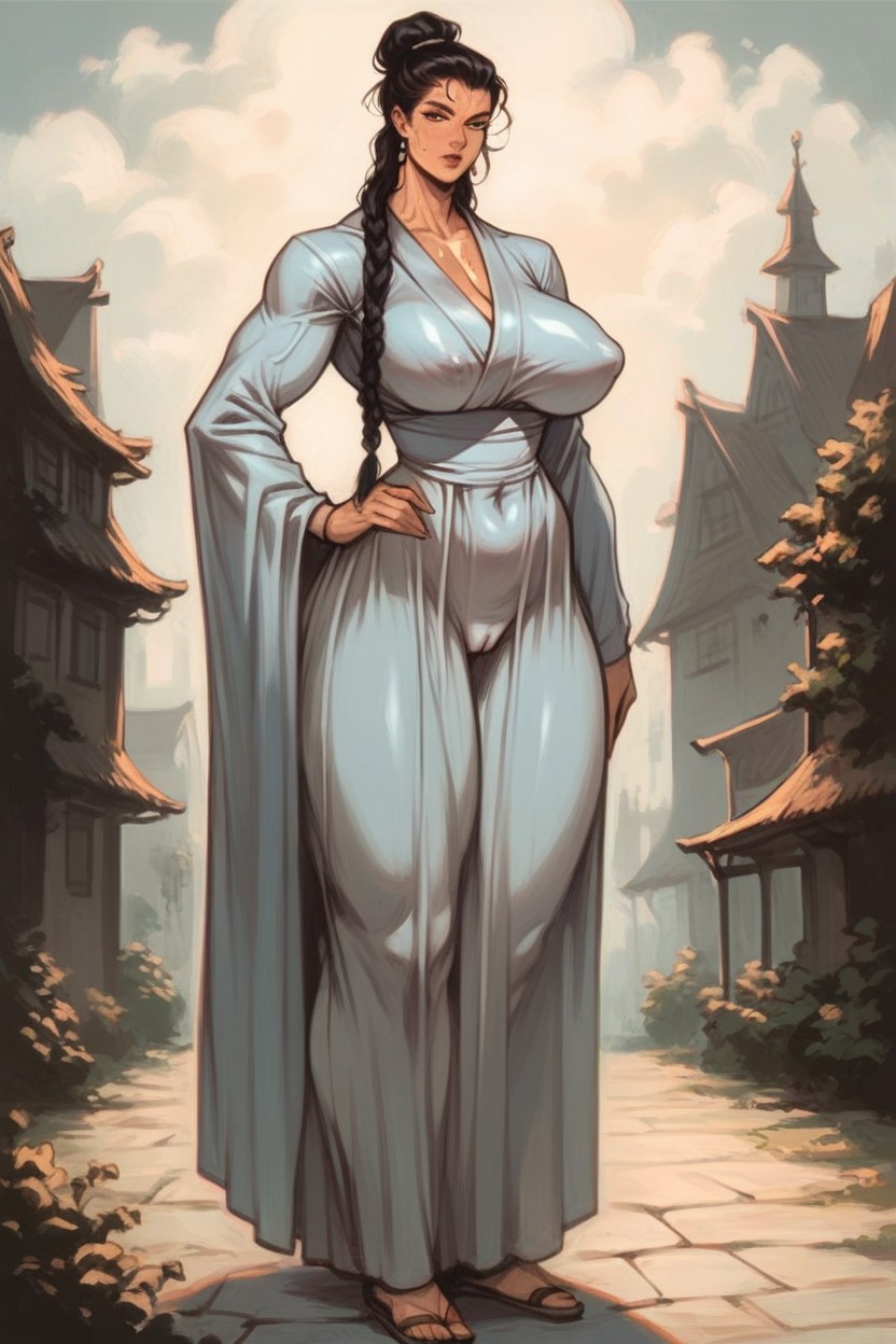 Tits Covered, Photorealistic, Legs Spread Hentai AI Porn
