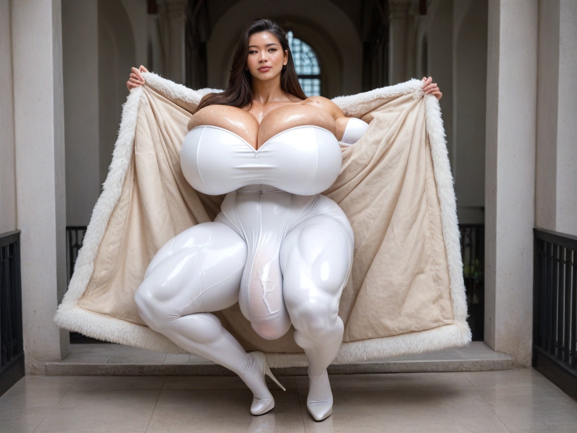 Massive Gigantic Breasts, Muscular, Glossy Lips Porno IA transsexuelle