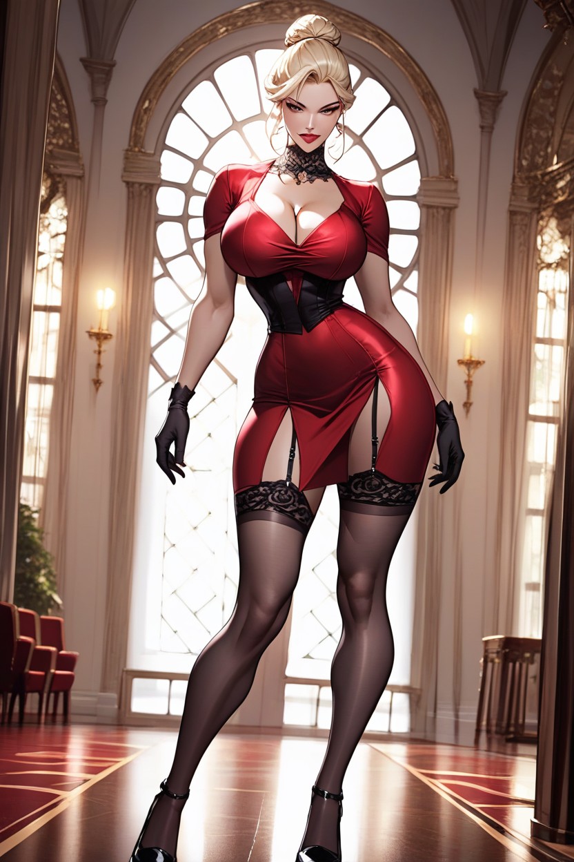 Black Lace Choker, Seductive Standing, Detailed Hentai IA