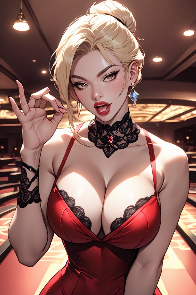 Looking On Vieawer, Sexy Body, Black Lace Gloves Hentai AI Porn