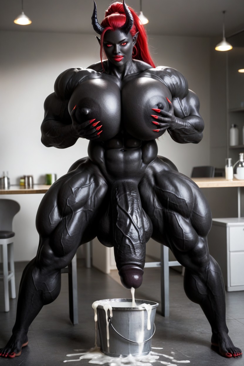 Full Body View, Laboratory, Toned Muscles Shemale AI Porn