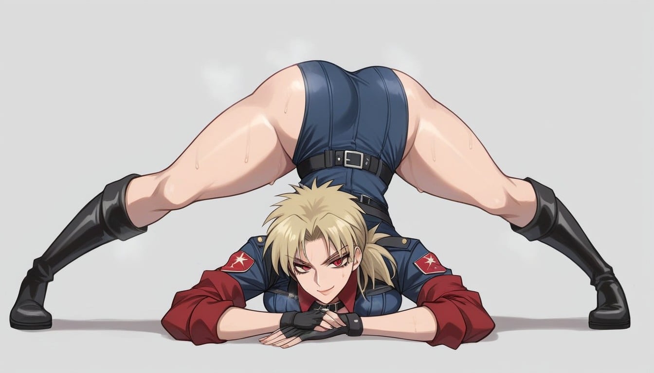 Spiky Ponytail, Red Eyes, Large Breast Hentai AI Porn