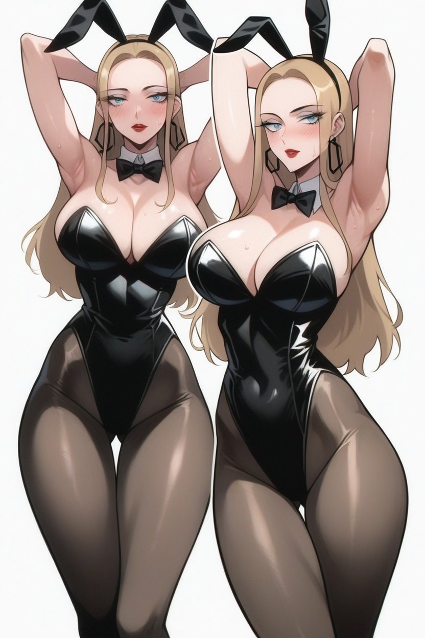 Body In Frame, Red Lipstick, Cyan Eyes Hentai AI Porn