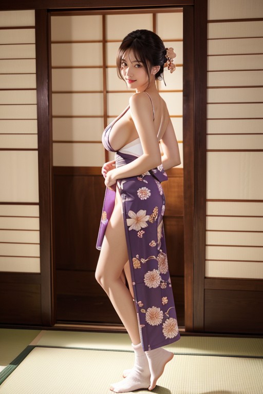 Sexy Japanese Lady, Hand On Hip, Thighs Exposed Porno IA Asiatique