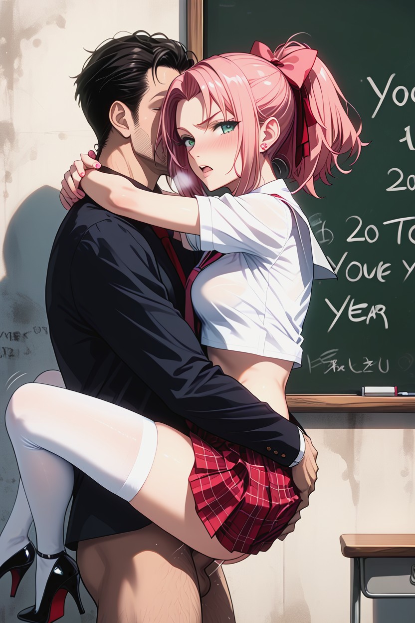 Haruno Sakura, Side View, Hair Pulling Hentai AI Porn