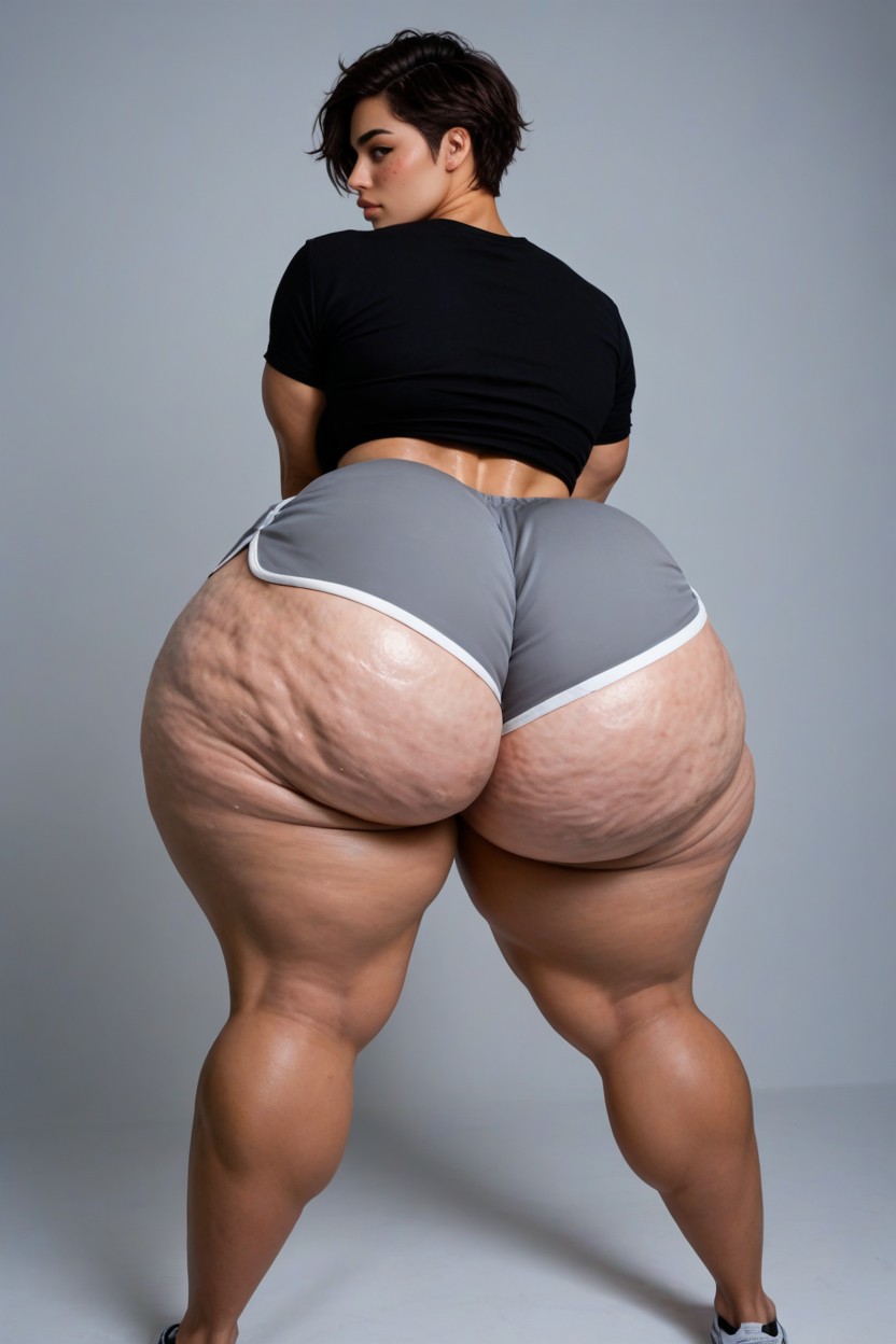 Looking At Viewer, Thunder Thighs, Very Short Hair AI Porn