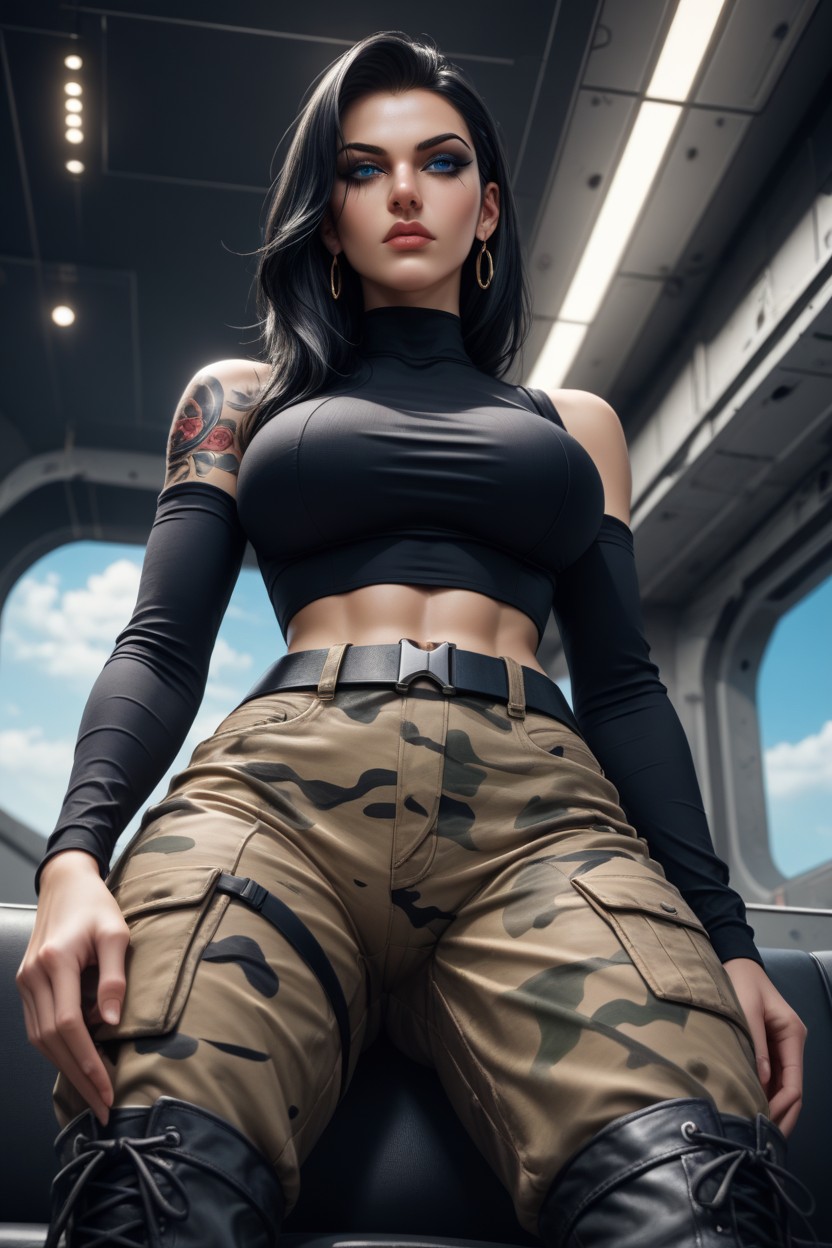 Grinsen, Aufgeknöpft, Militär AI Porn
