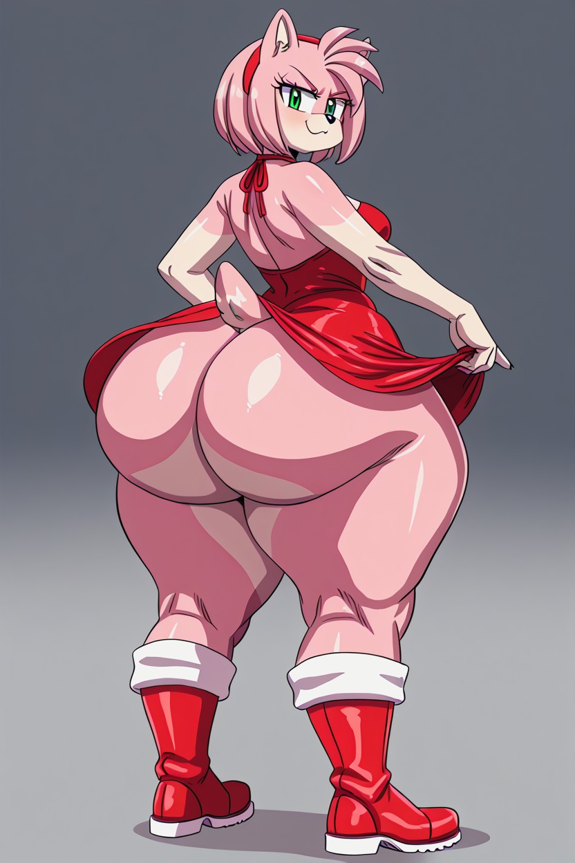 Pink Body, Naked, Red Boots Furry AI Porn