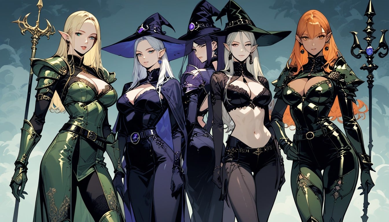 Green Shoulder Pads, Long Green Gloves, Pauldrons Hentai AI Porn