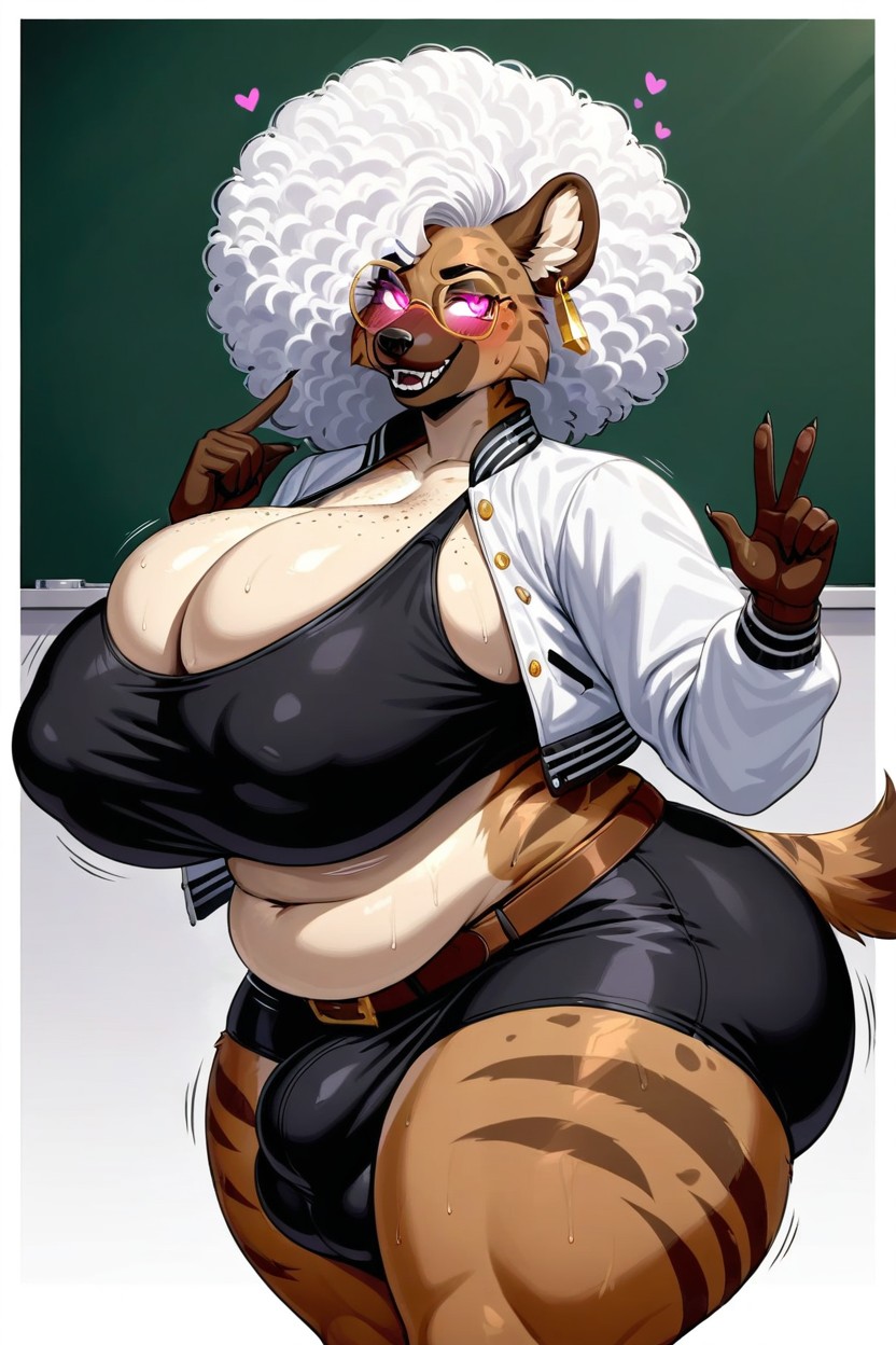 Exposed Areolas, Hyena, Classroom Furry AI Porn