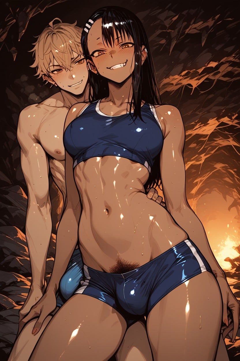 In A Dark Cave, 2 People, Kneeling Hentai AI Porn