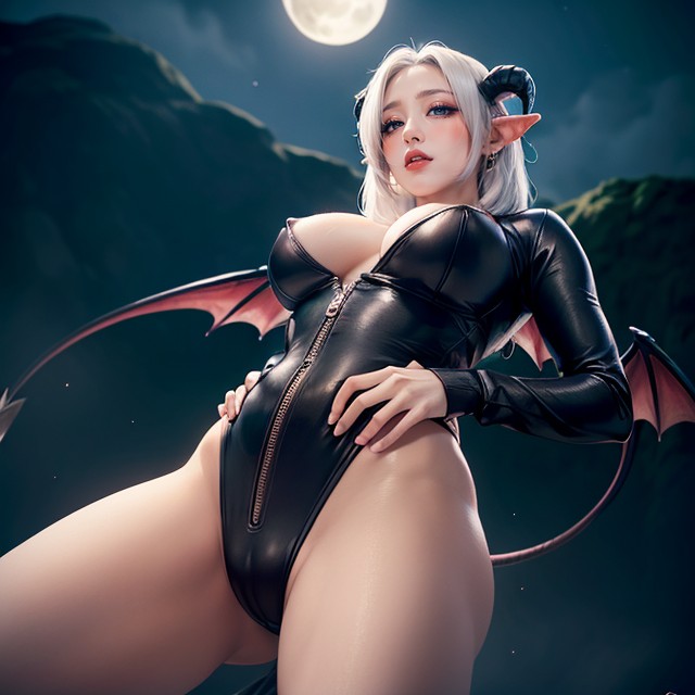 Sexy, Big Moon, Big Demon Wings AI Porn