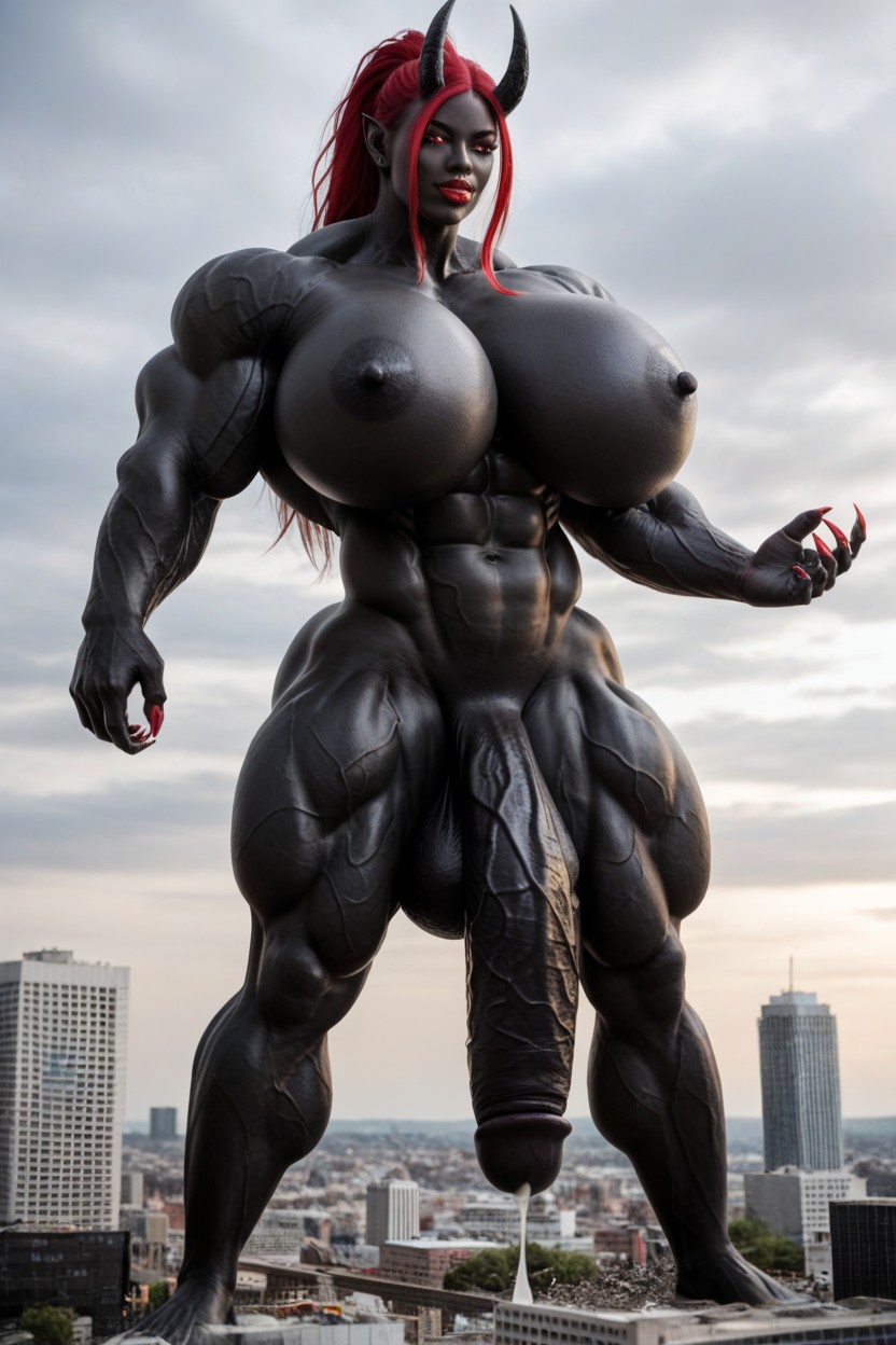 Gigantic Flaccid Black Cock, Higher Than City, Gigantic Biceps Shemale AI Porn
