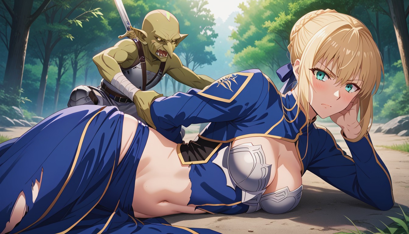 Sword, Bald Goblin, Fight With Male Goblin Hentai AI Porn
