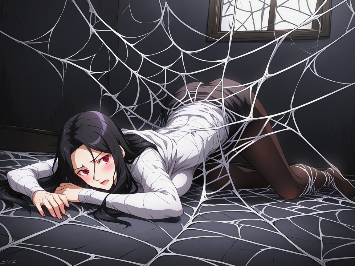 Webs Covering Body, Webs Covering Background, Webs Around Ankles Hentai AI Porn