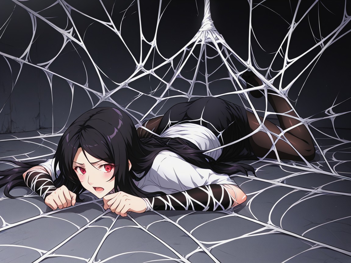 Webs Around Waist, Webs Covering Body, Long Hair Hentai AI Porn