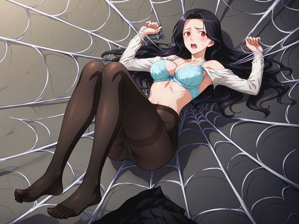 Lying Down, Stuck, Long Hair Hentai AI Porn