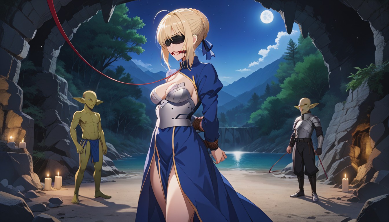 Standing, Female Gag, Blue Cloth Hentai AI Porn