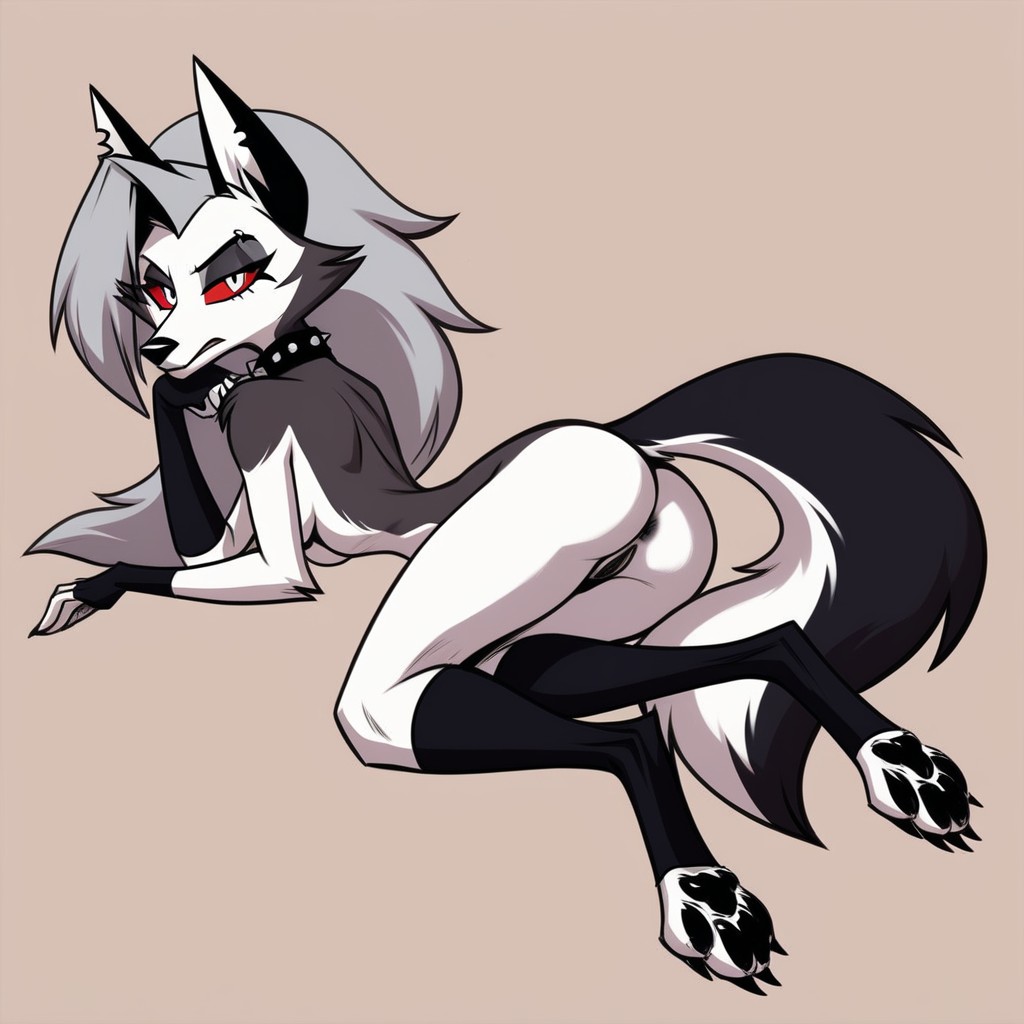 Thigh High Black Stalkings, Loona Helluva Boss, Culo Pequeño Furry IA