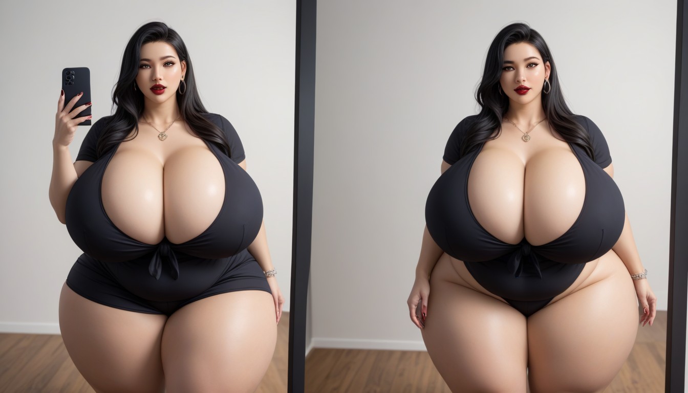 Multiple Views, Extremely Large Ass, The Most Perfect Sexy Thick Plump Very Fat Asian American Woman BBW AI Porn