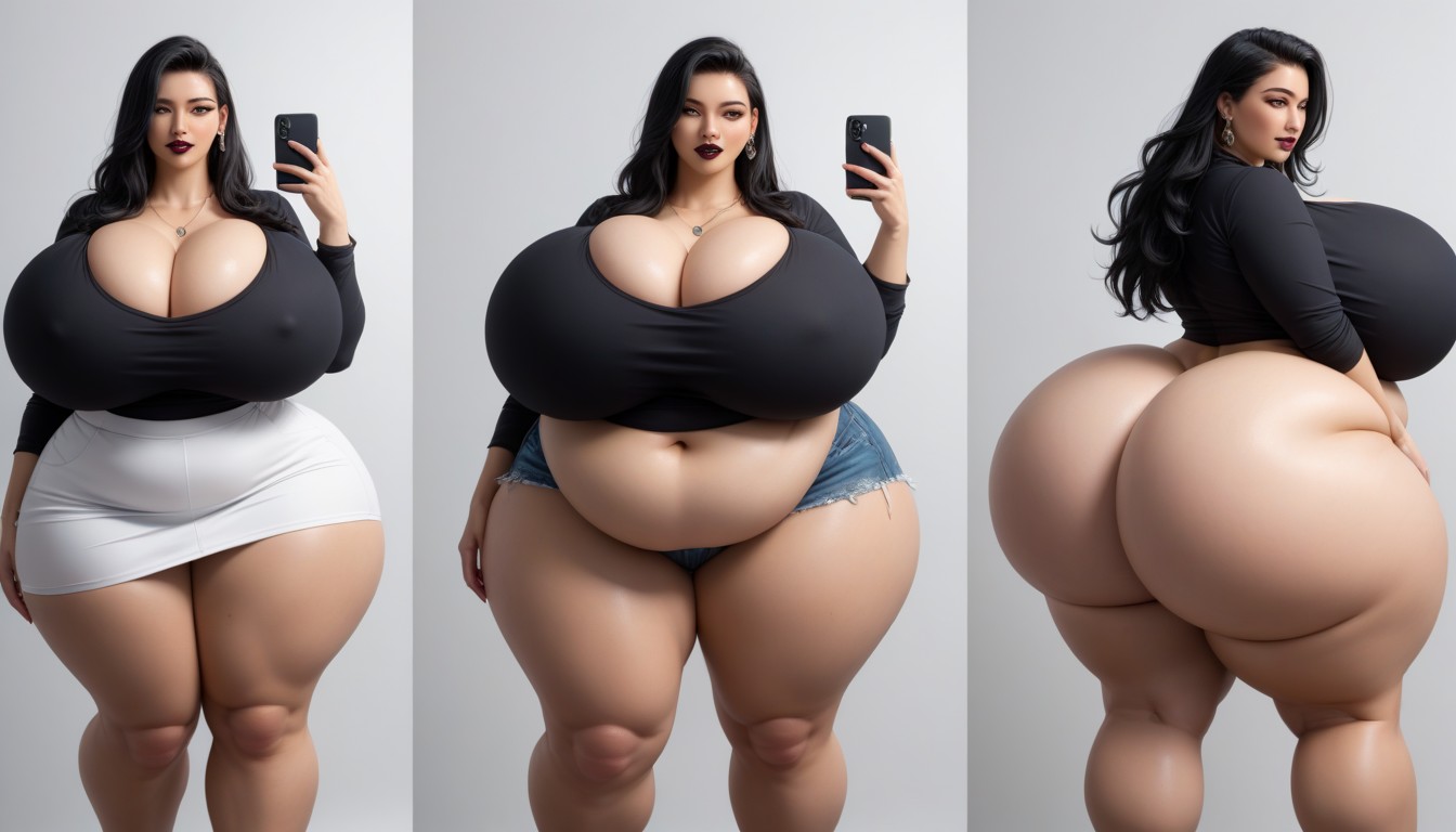 The Most Perfect Sexy Thick Plump Very Fat Asian American Woman, Hyper Ultra Mega Fat Ass, Cleavage BBW AI Porn