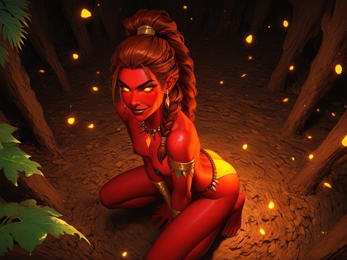Nsfw, Cave Location, Braided Ponytail Latina AI Porn