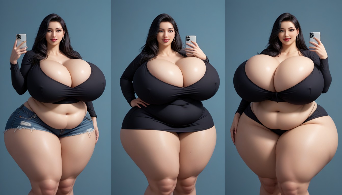 The Most Perfect Sexy Thick Plump Very Fat Asian American Woman, Breast Expansion, Hyper Ultra Mega Fat Ass BBW AI Porn