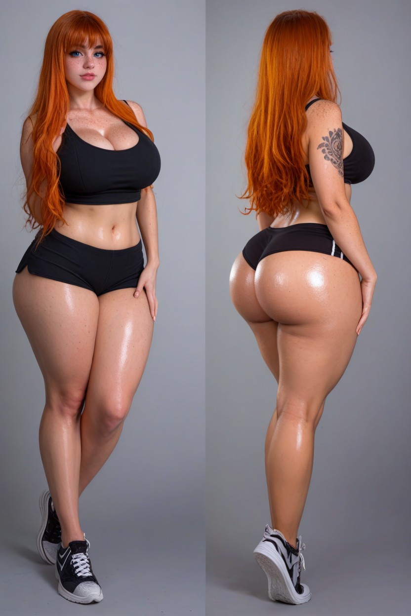 Wide Waist, Close Up, Heavily Oiled Skin AI Porn