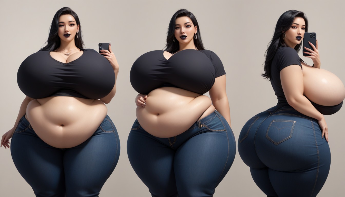 Mega Engorged So Much More Hyper Fatter Engorged Hyper Mega Breasts And Fat Ass, Selfie, Extremely Large Ass BBW AI Porn