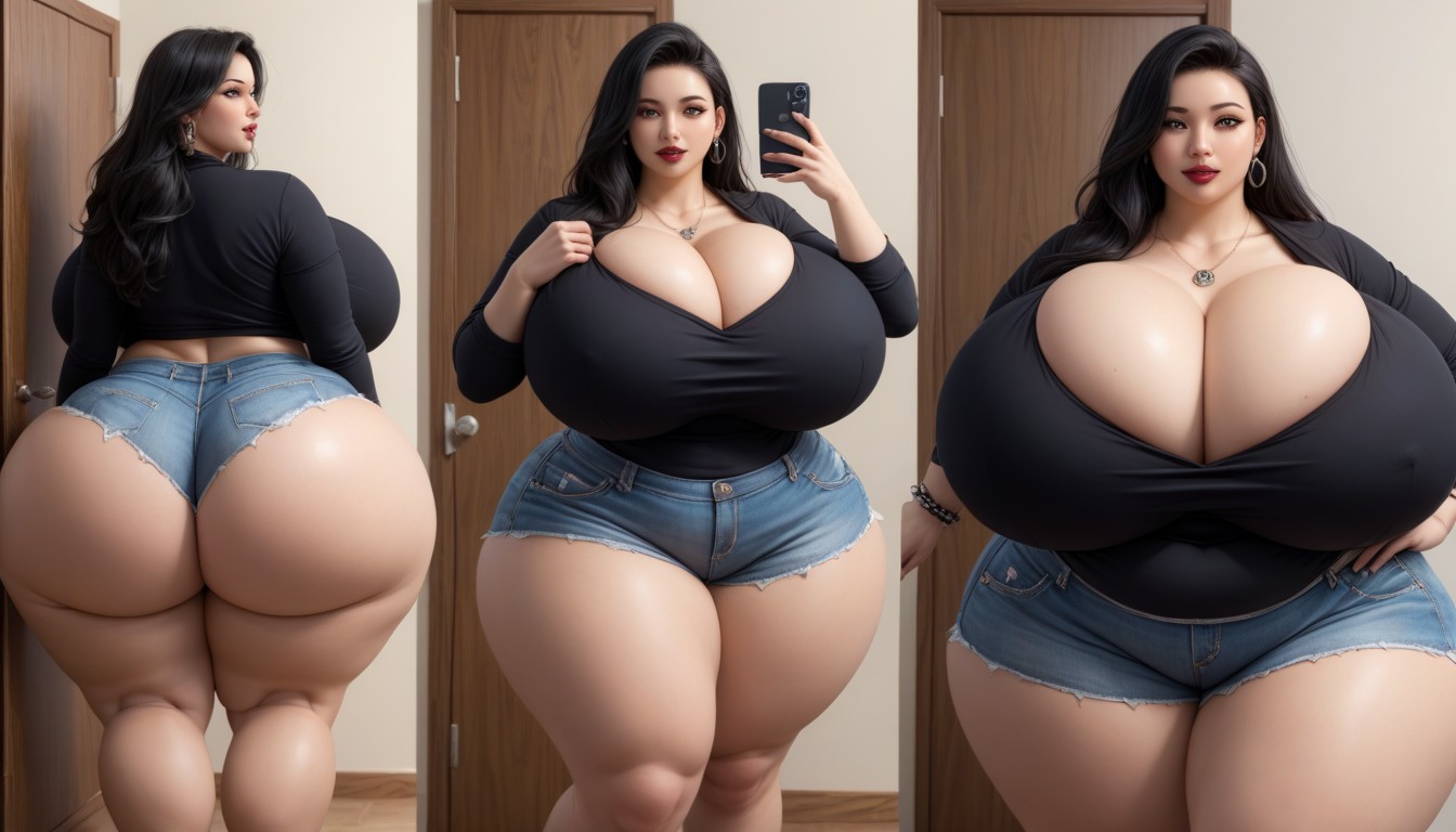 Thick Thighs, Multiple Views, The Most Mega Ultra Hyper Enlarging Ultra Fat Breasts Expansion BBW AI Porn