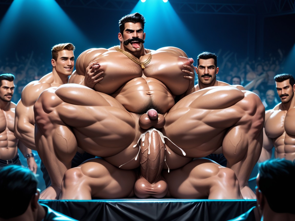 Gangbang Massive Ass, Big Pecs, Oiled Skin Porno IA Gay