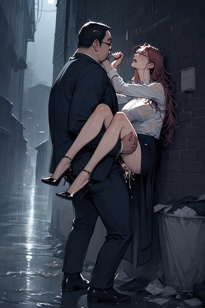 Coat, Alley, Raining Hentai AI Porn
