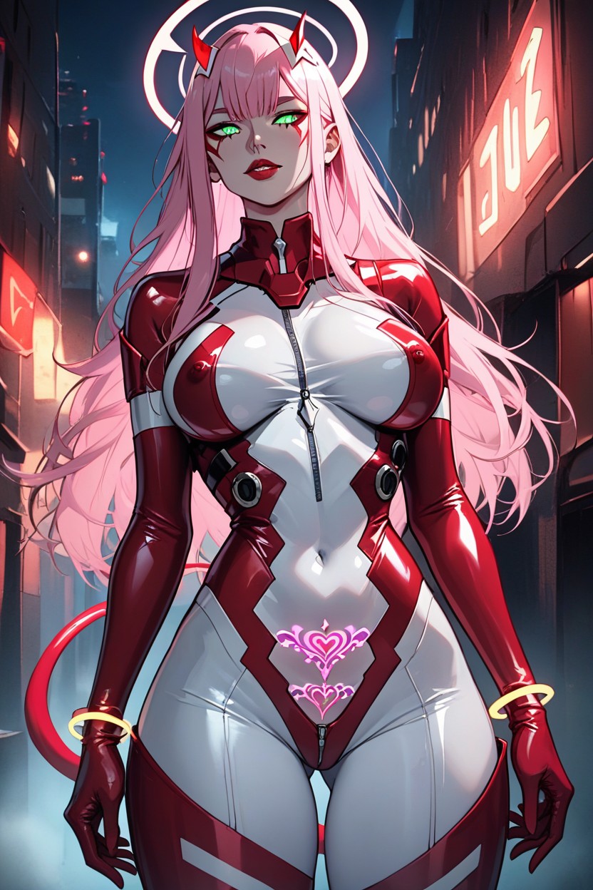 Detailed Face, Zero Two From Darling In The Franxx, Zip Up Bodysuit Hentai AI Porn