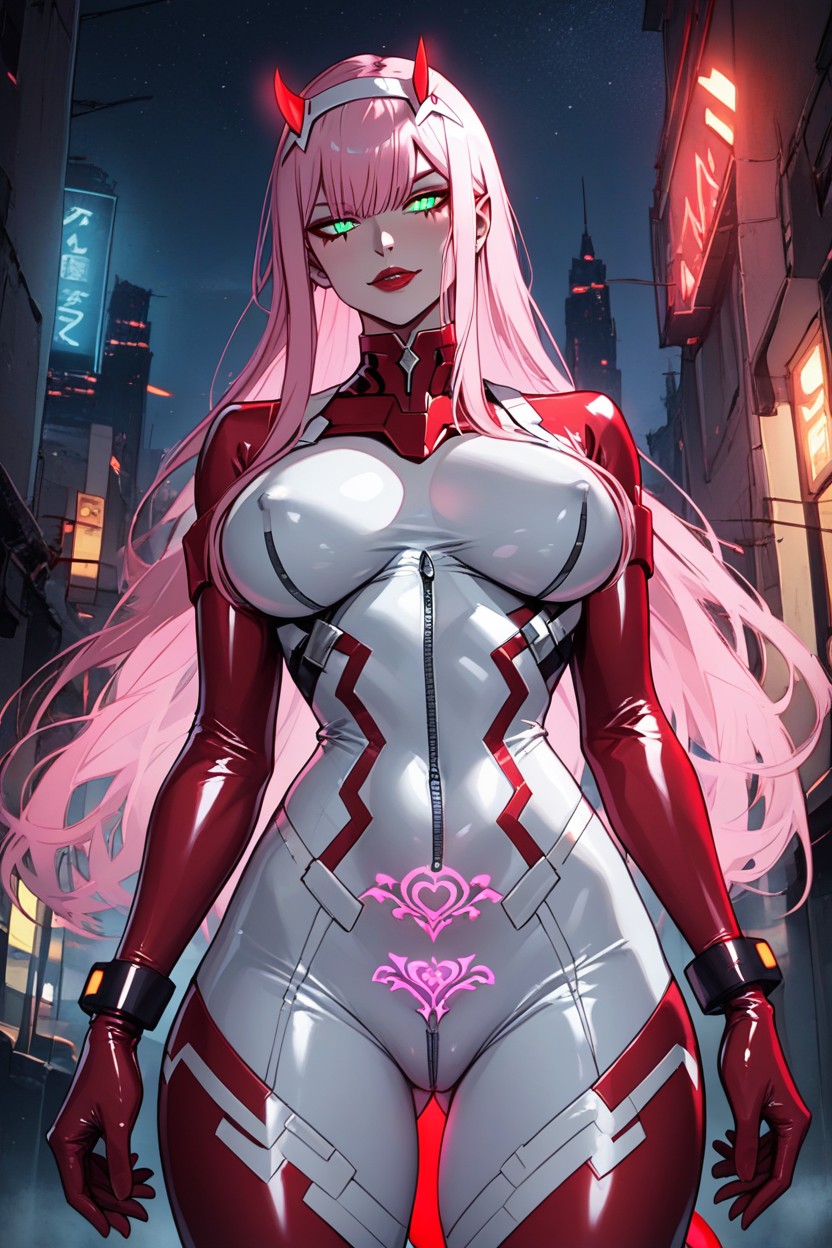Zip Up Bodysuit, Standing, Shiny Skin Hentai AI Porn