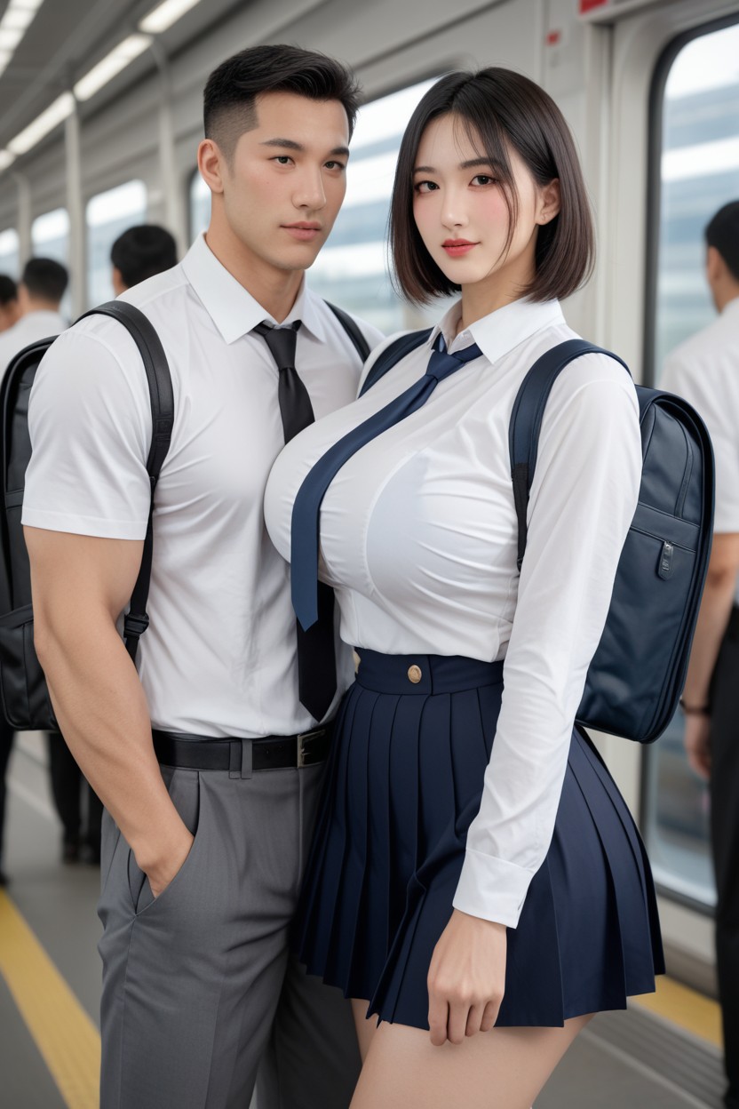 Massive Eyes, Dark Hair, Pale Skin Asian AI Porn