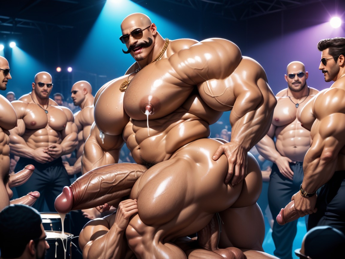 Huge Hyper Nipples, Erect Penis, Manbald Porno IA Gay