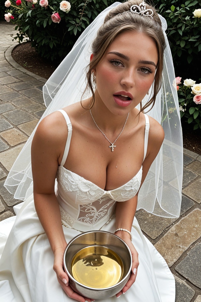 Mouth Agape, Top Down, Rounded Breast AI Porn