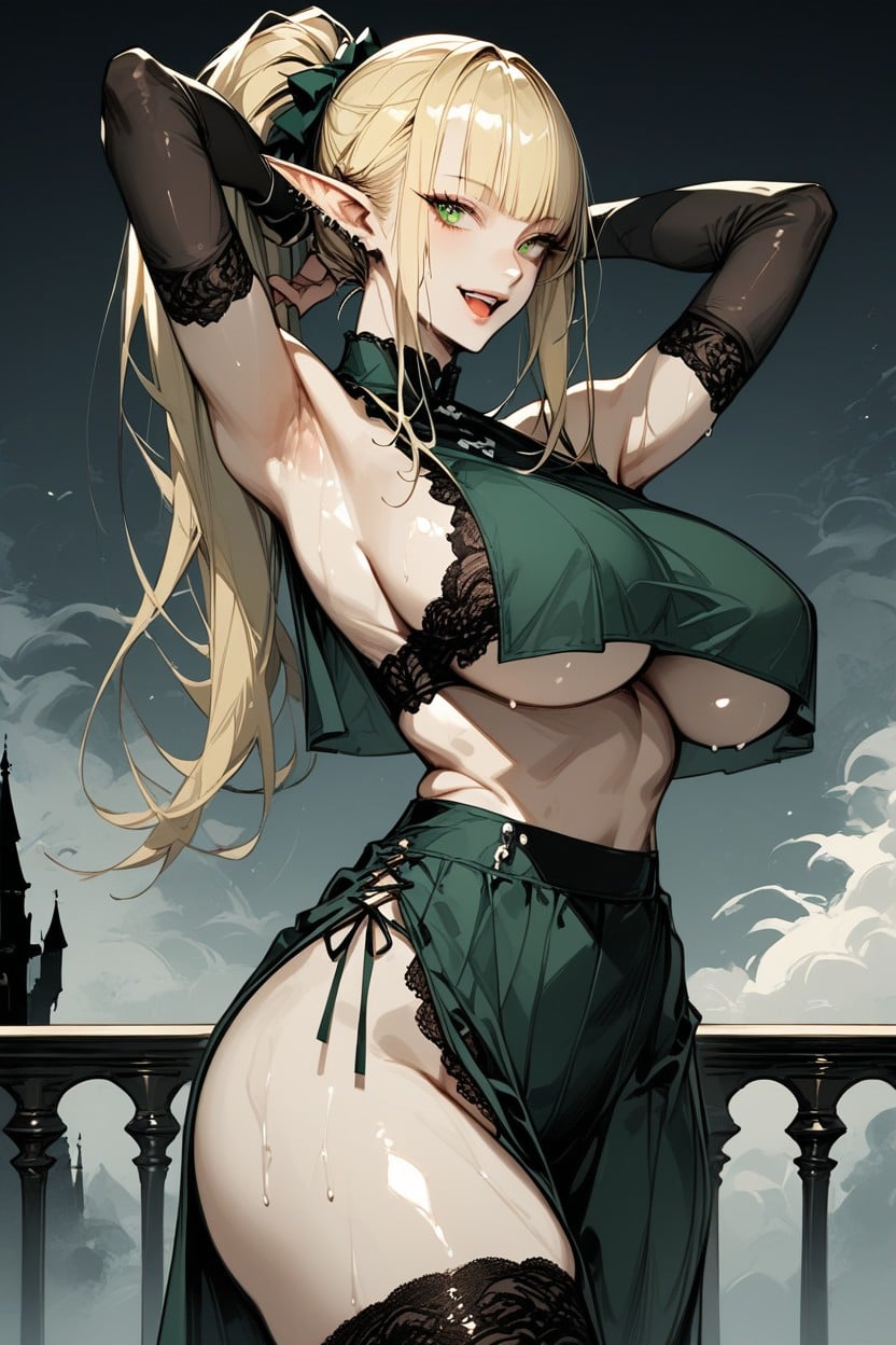 Lace Skirt, Seductive, Sideboob Hentai AI Porn
