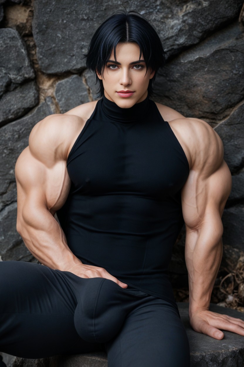 Looking At Viewer, Waist, Gigantic Pecs AI Porn