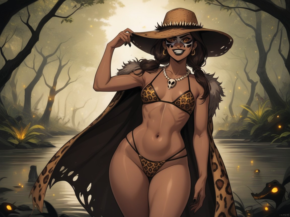 Cigarette In Mouth, Dark Skin Brown, Black Nails Latina AI Porn