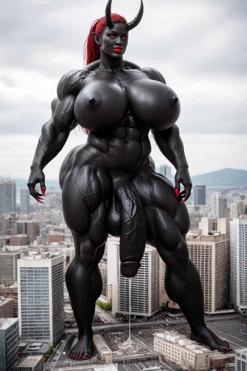 Vagina, Black Cock Bigger Than Body, Higher Than City ニューハーフAIポルノ