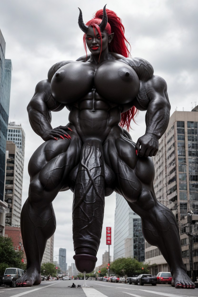 Red Hair, Thick Thighs, Destruction Shemale AI Porn