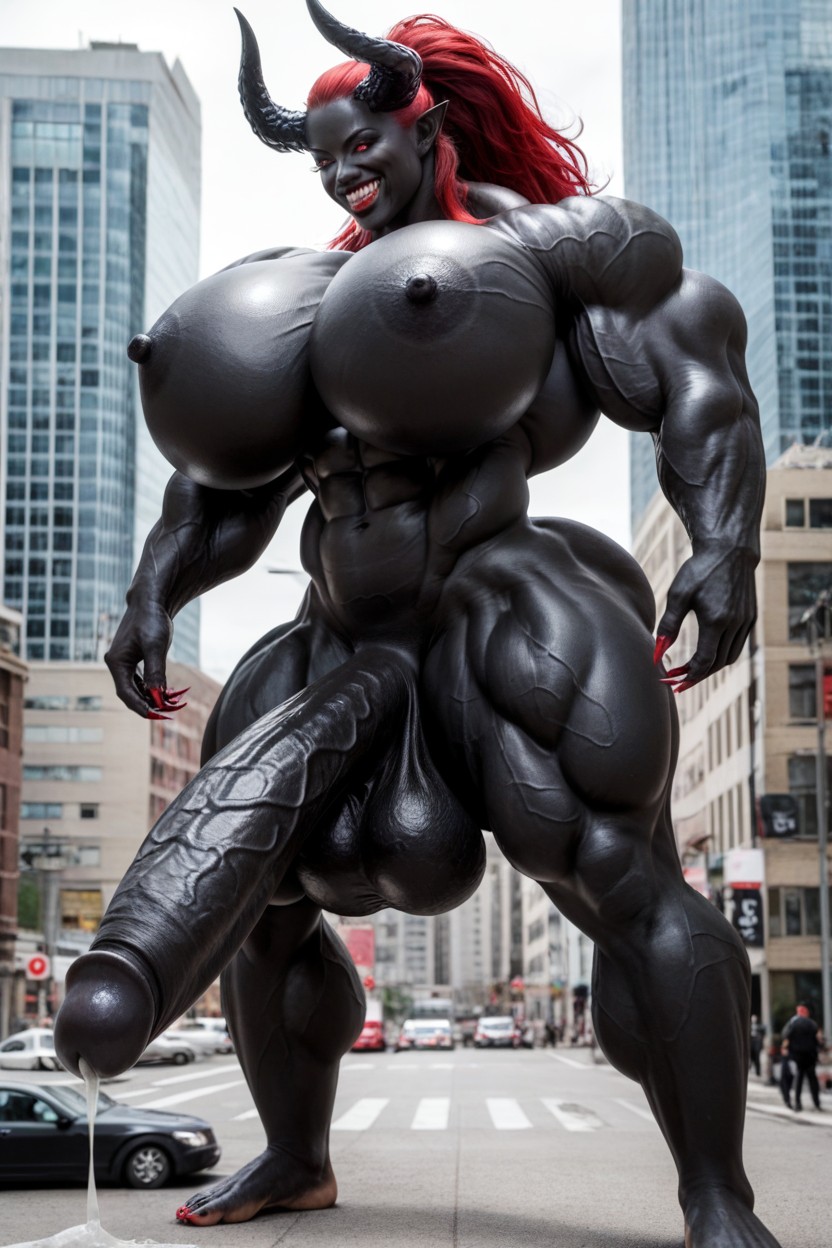 Her Cock Is A Flared Cock, Giantess, Gigantic Muscle Delts Shemale AI Porn