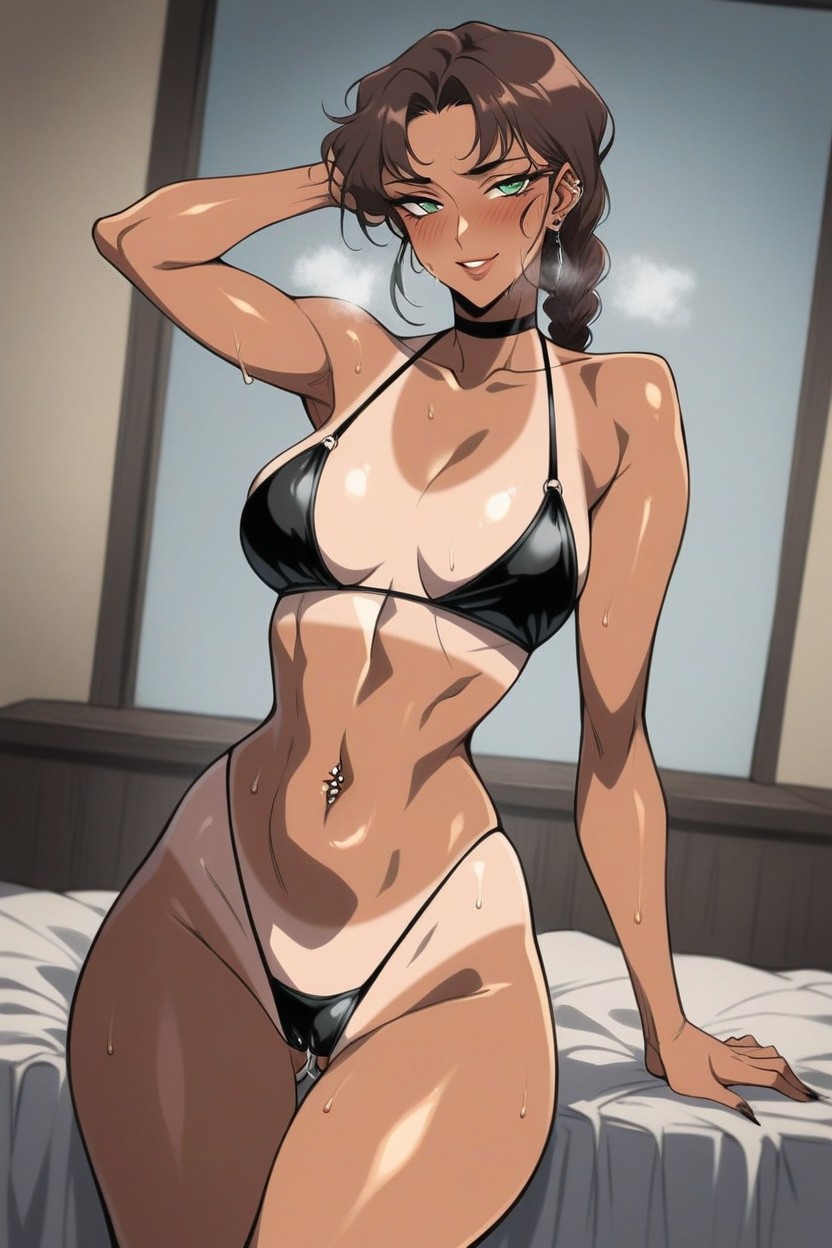 Small Breasts, Oiled Skin, Tanned Skin Hentai AI Porn