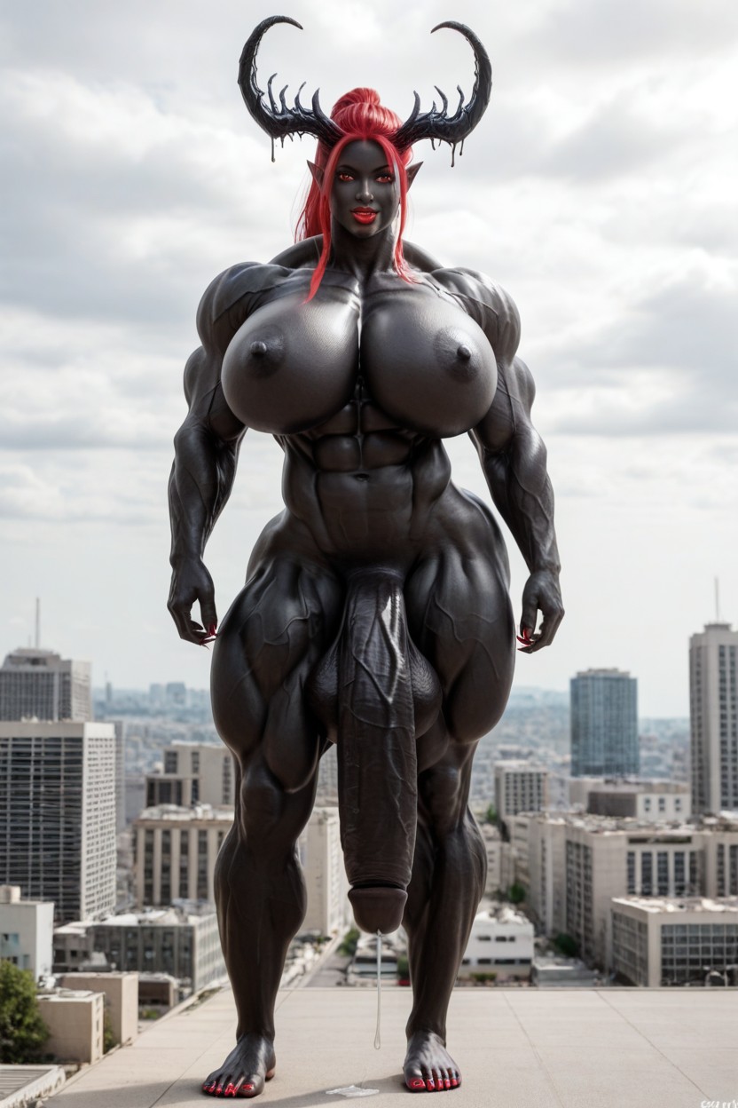 Perfect Tits, Black Skin, Nude Shemale AI Porn