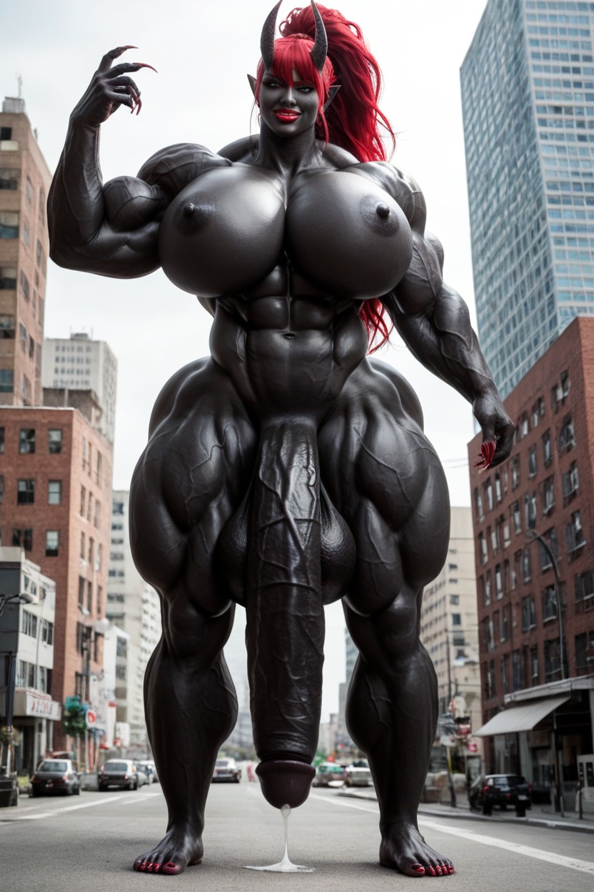 Giant Body, Hyper Black Balls, Gigantic Tits Porno IA transsexuelle