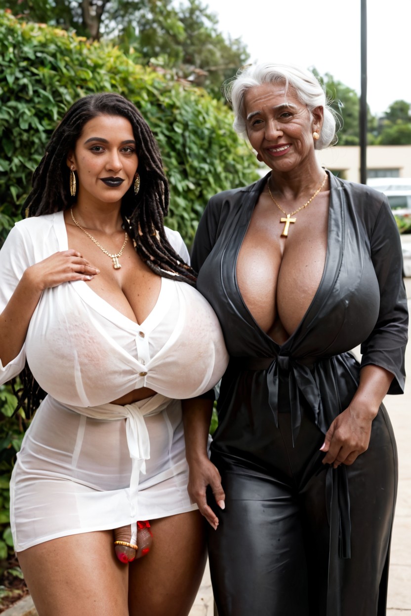 Freckled Skin, Earrings, Black Leather Office Pant Porno IA transsexuelle