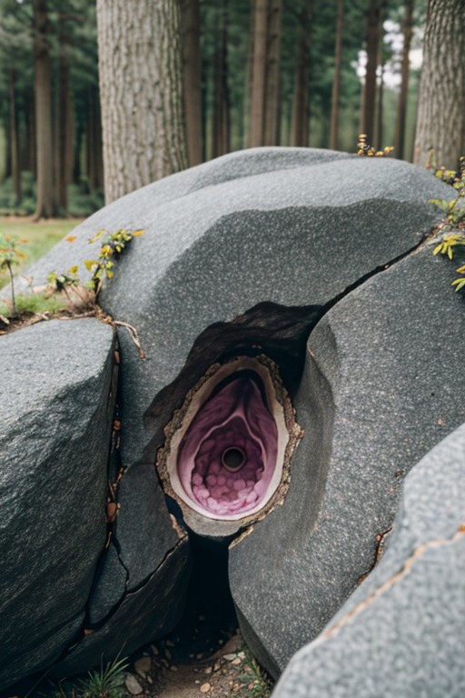 Visible Interior Of Pussy, Cave And Vagina Look Like Part Of The Natural Landscape, Detailed Vagina Porno IA Asiatique